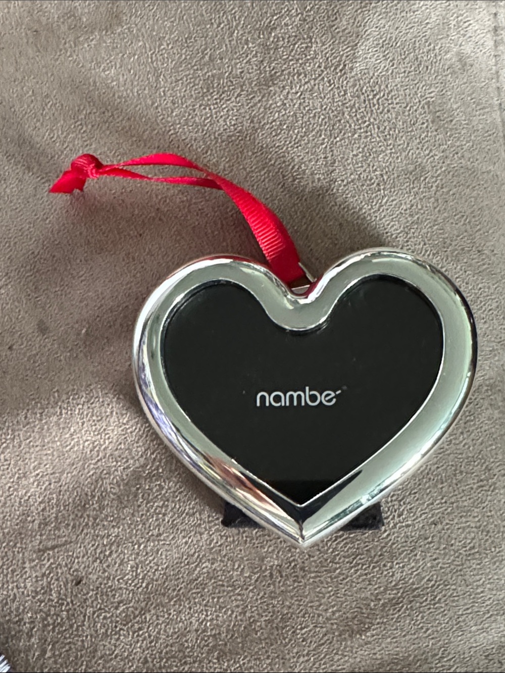 Nambe Heart Mirror Ornament in Black, Silver and Red